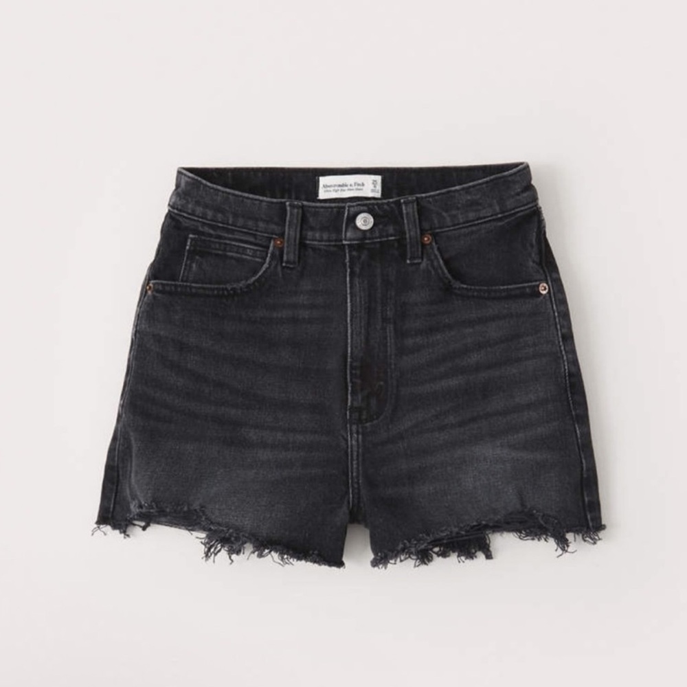 Abercrombie & Fitch | Ultra High Rise Mom Short Black Distressed Denim Size 27